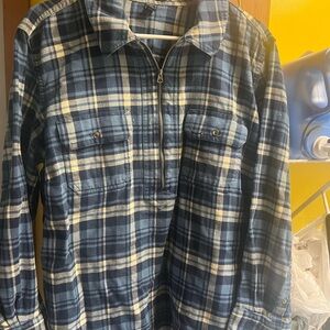 Chaps brand women's blue plaid 1/2 zip flannel shirt  3x